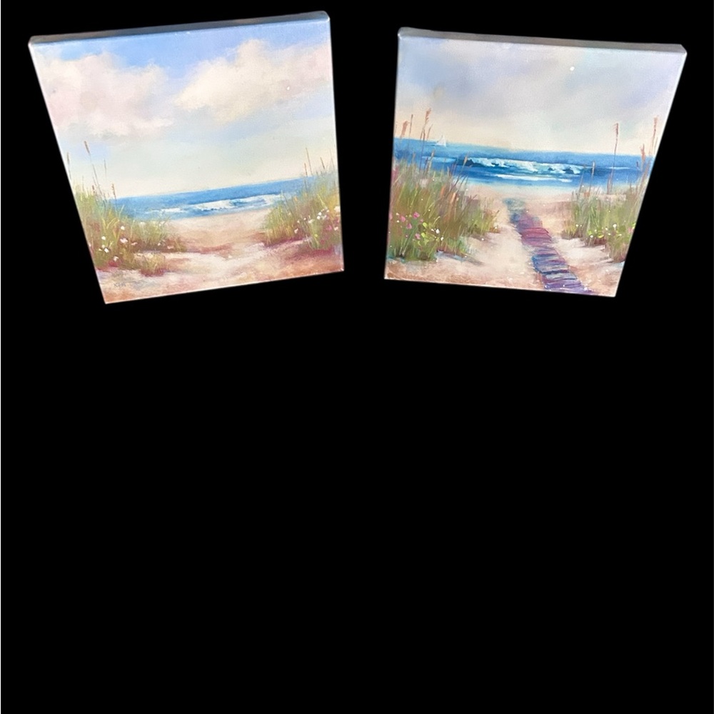 Coastal Beach Scene Canvas Art